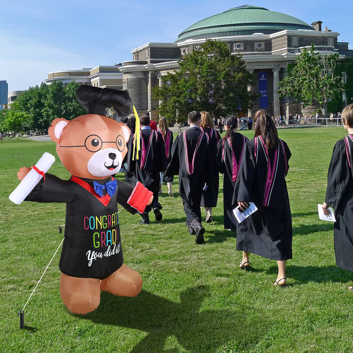 Junkin night-lit graduation bear lawn display ideal for celebrations