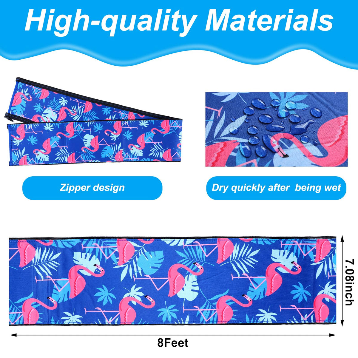Junkin pool handrail cover with flamingo-pink design enhances visibility and pool area aesthetics.