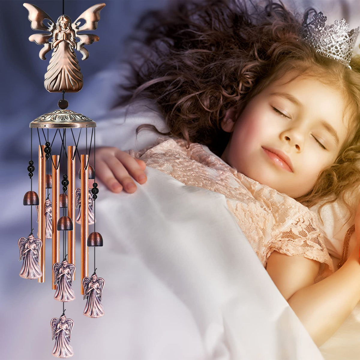 JUNQIU US Angel Wind Chimes angel statue design enhances outdoor decor