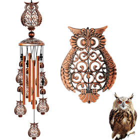JUNQIU Owl Wind Chimes outdoors create a calming garden ambiance.