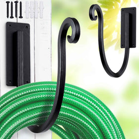 Junshuo hose holder wall mount in metal 8-inch design keeps hoses off the ground.