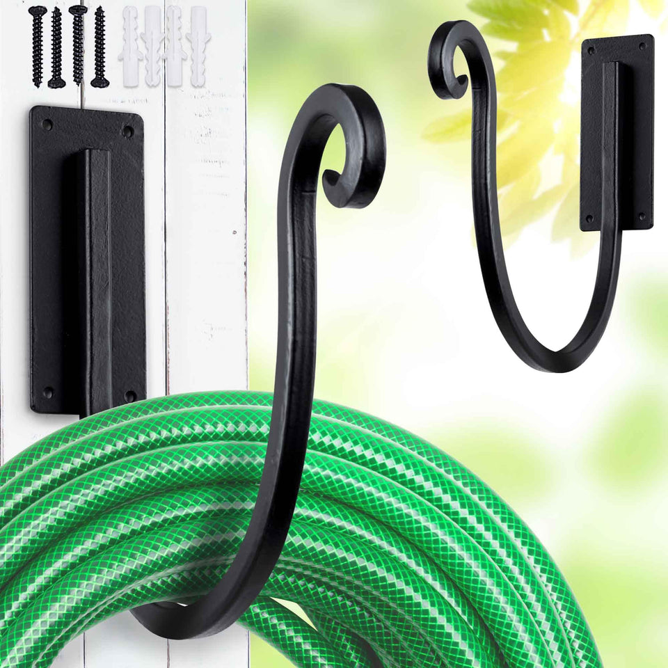 Junshuo hose holder wall mount in metal 8-inch design keeps hoses off the ground.
