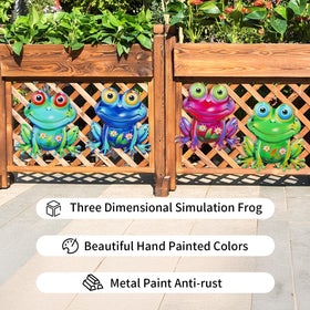 Junware frog iron wall art outdoors withstands weather with anti-rust coating.