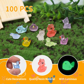 Junware sparkly rabbit resin glows, ideal for fairy gardens or aquariums.