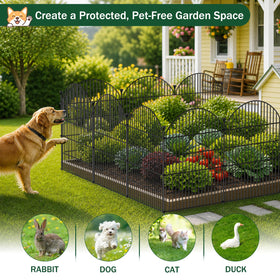 JUNYAO fence panel 24in height forms a neat, adjustable boundary for flower beds