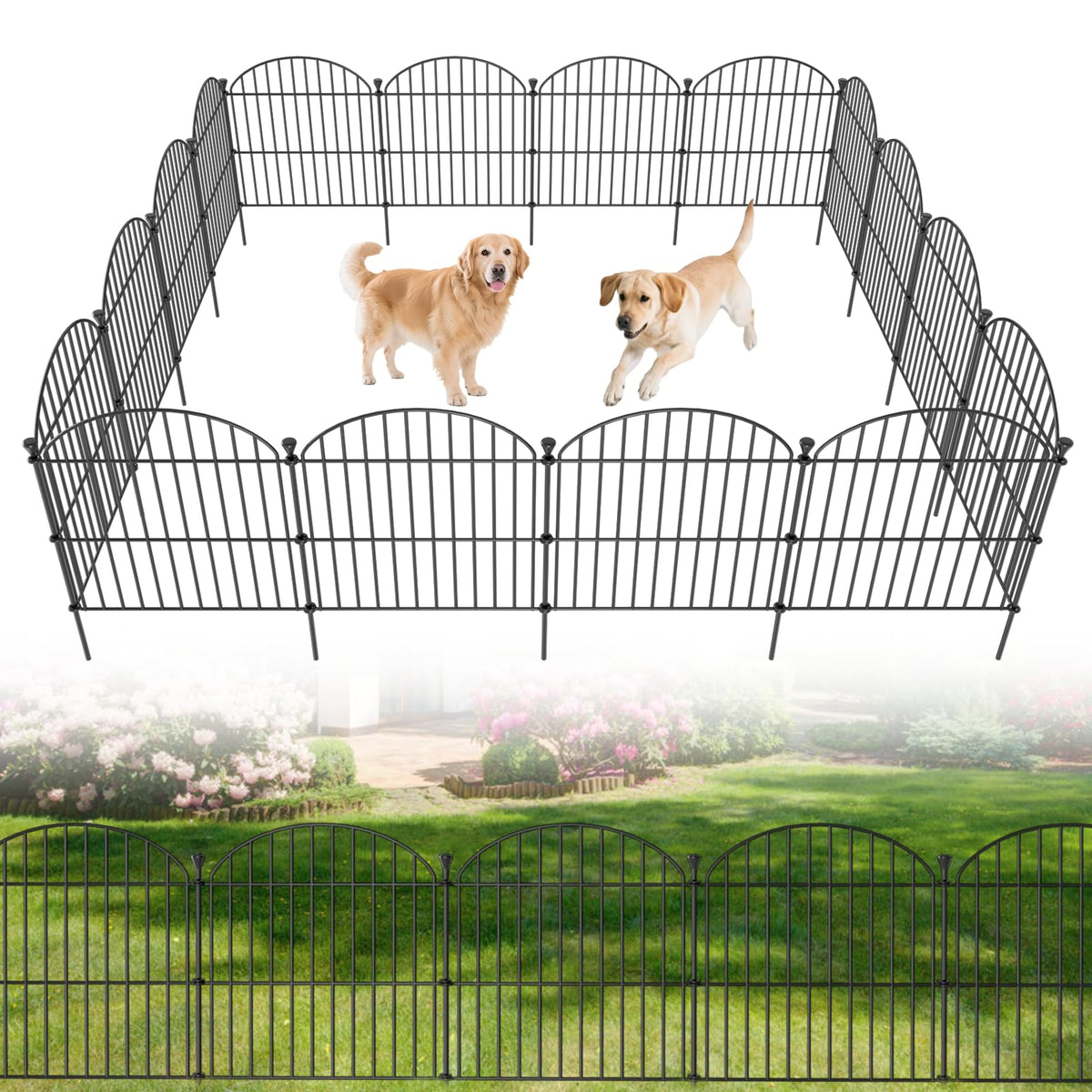 JUNYAO no-dig decorative garden fence panel arch provides easy, temporary yard borders