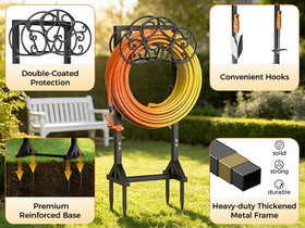 JUNYIYOUO hose holder shows 160ft capacity for long reach and neat storage.