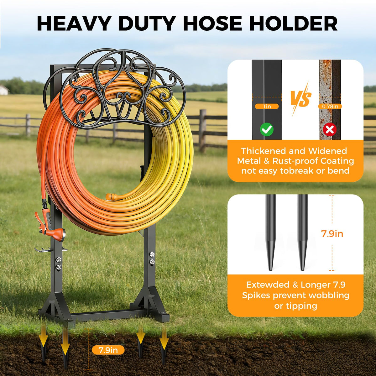 JUNYIYOUO hose holder with four spikes provides stable performance in soil.