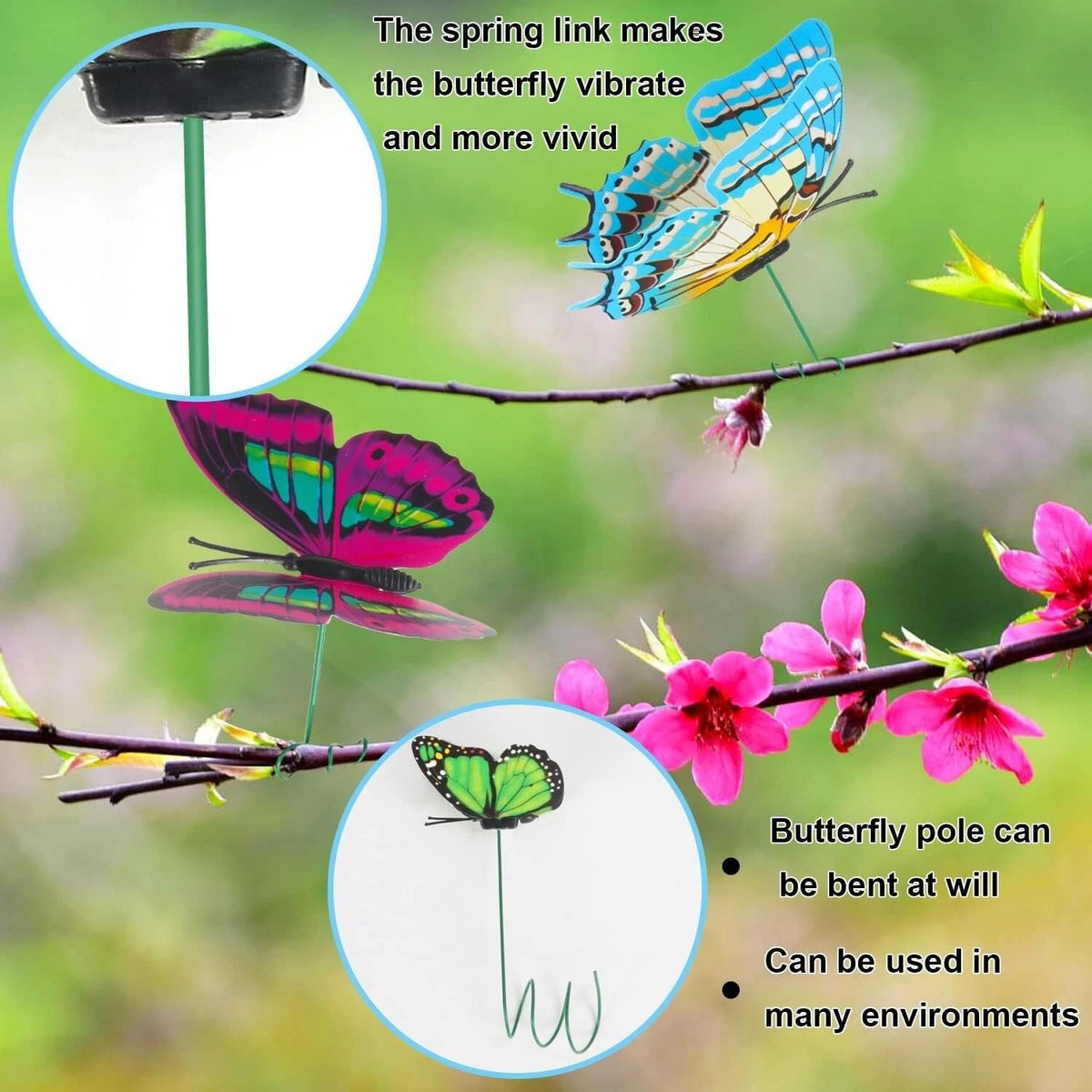 Jupengmg outdoor butterfly stake set enhances landscapes and pathways.