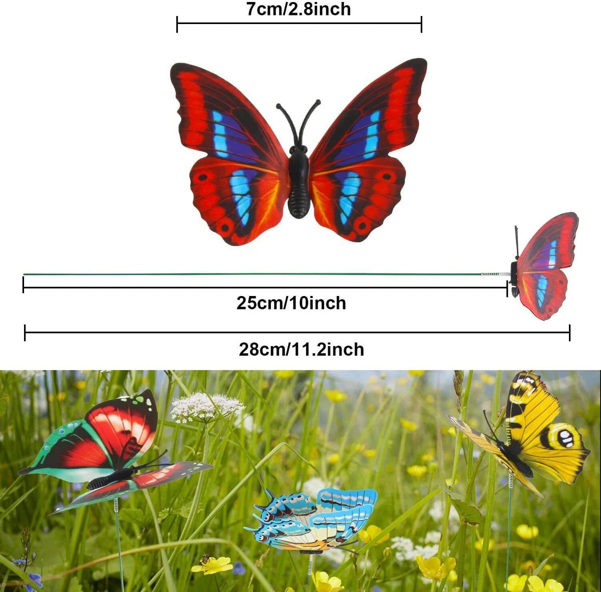 Jupengmg butterfly stakes for potted plants add color and charm.