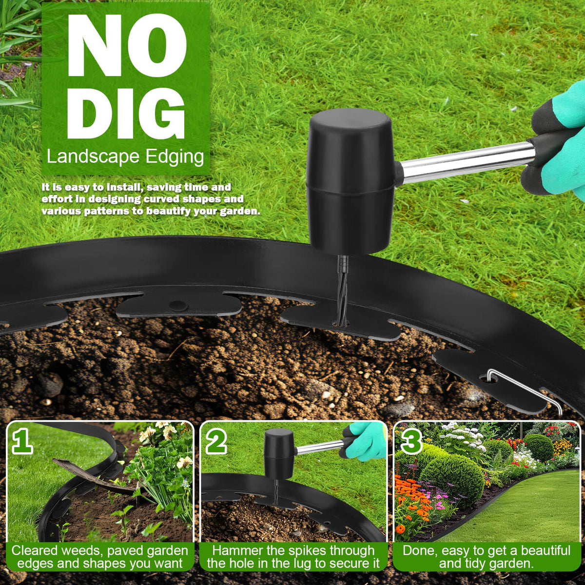 Jupwalz garden edging kit provides all essentials for neat garden borders.