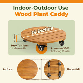 Jurax rolling plant stand with wheels, smooth glide for indoor and outdoor pots.