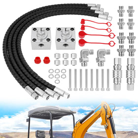 Jurplix 3-way diverter valve kit assembly for compact excavator enabling versatile hydraulics
