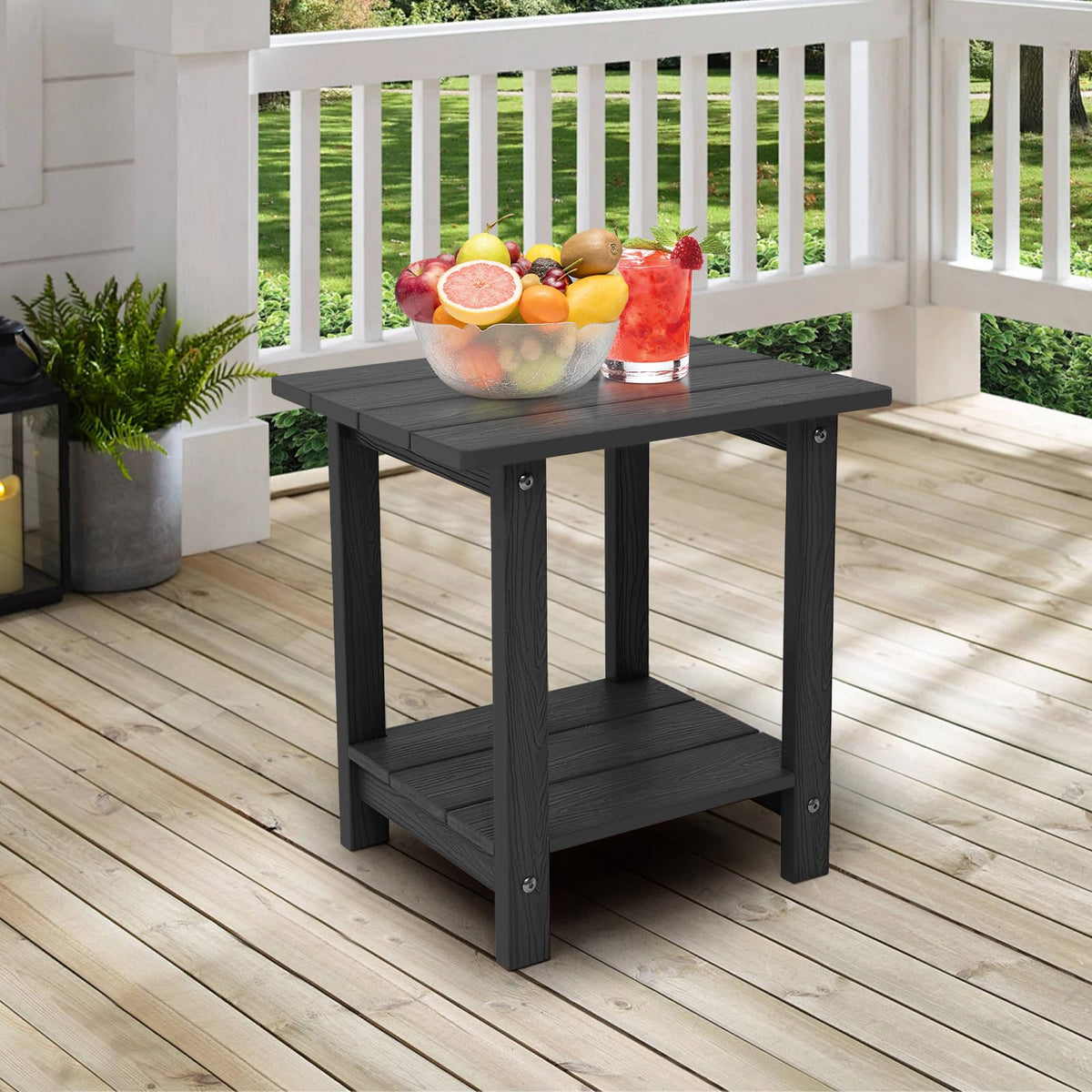 juserox outdoor side table on deck beside seating for convenient essentials.