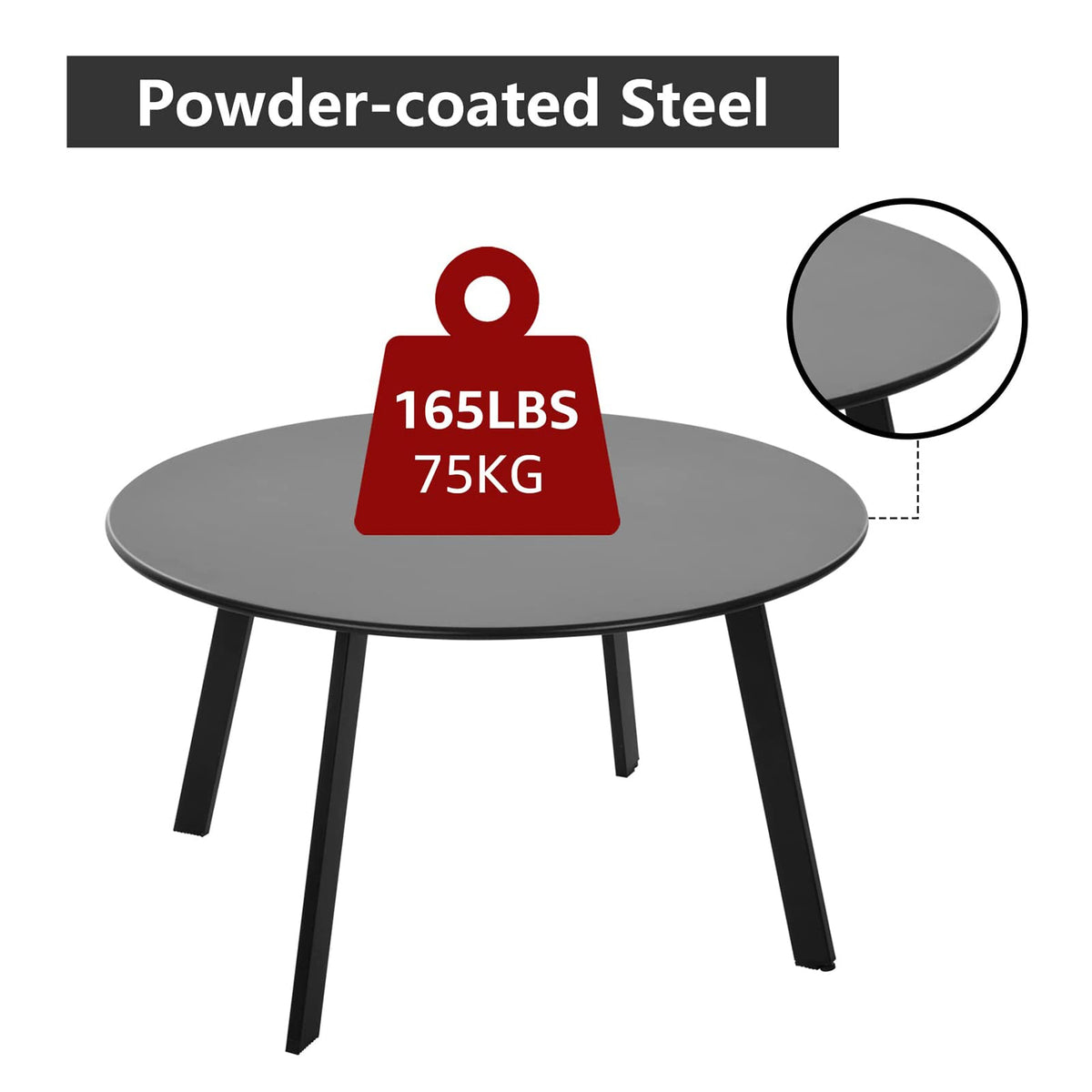 Juserox adjustable feet keep the table level on uneven surfaces.
