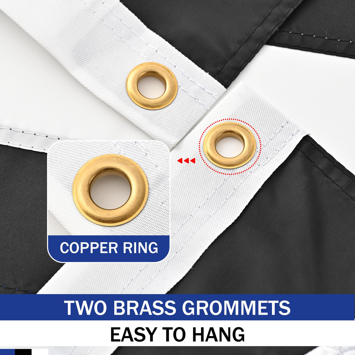 JUSHEN brass grommets flag for easy, durable hanging.