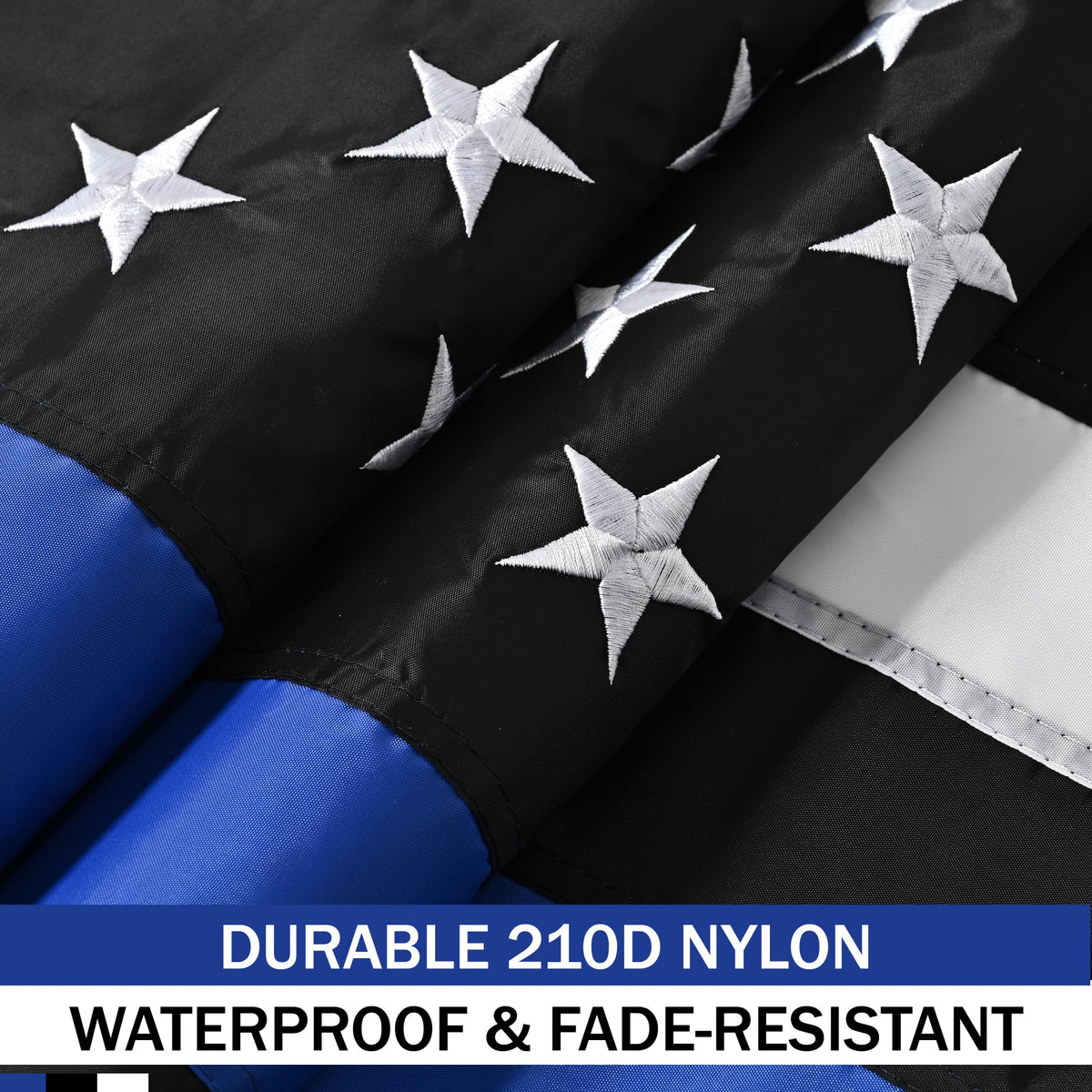 JUSHEN police flag embroidered stars for premium detail and lasting patriotism.