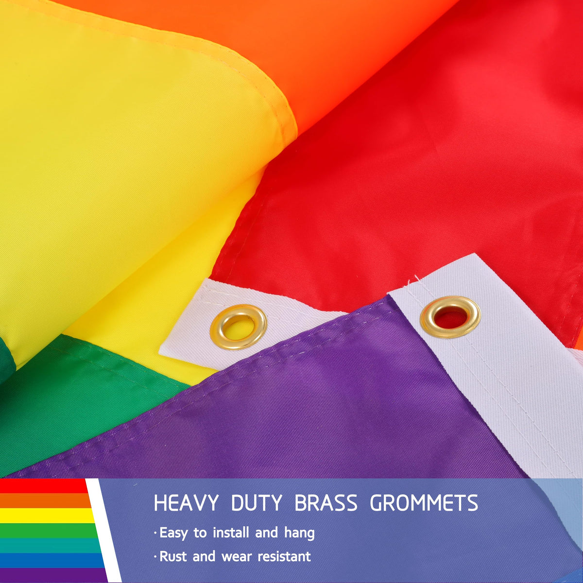 JUSHEN Pride flag mounted on wall display with bright colors