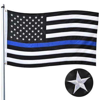 JUSHEN thin blue line flag 3x5ft for outdoor use with sturdy nylon construction.