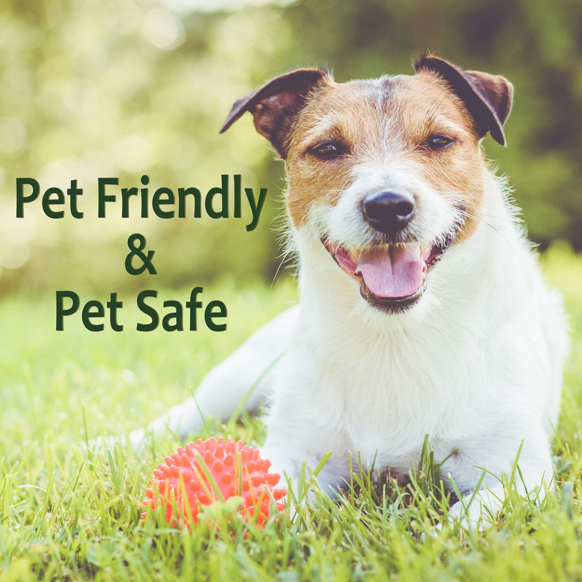 Just For Pets Weed Killer Spray label close-up highlights natural ingredients.