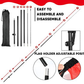 Justforjoyful flagpole set outdoor signage highlights shop branding.