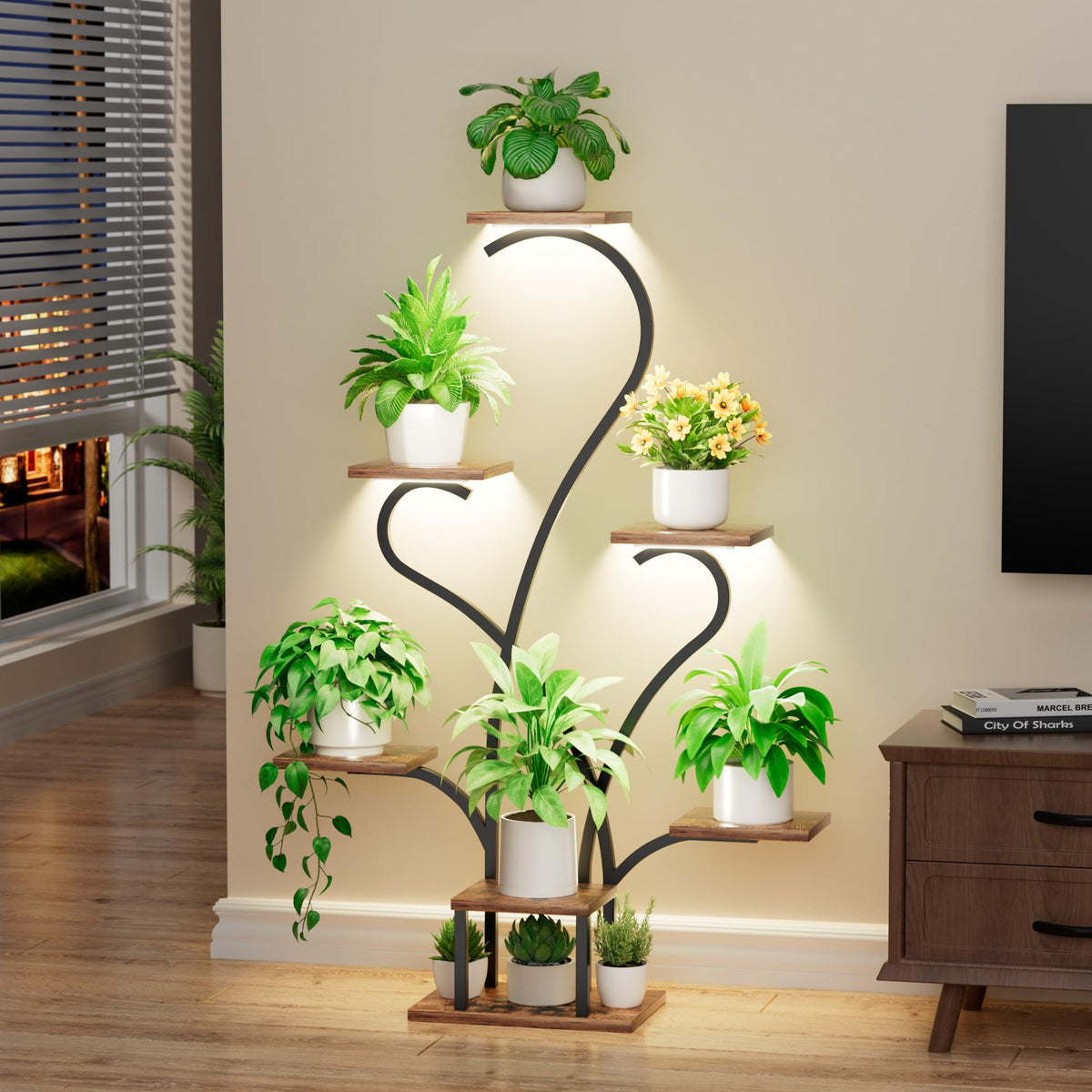 JUSTOGO 53-inch plant shelf powers vertical display for small to large plants