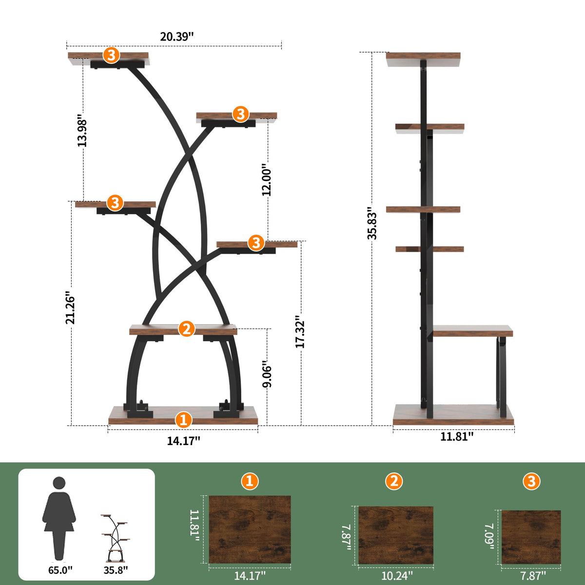 JUSTOGO curved metal plant rack adds elegant décor and sturdy support.