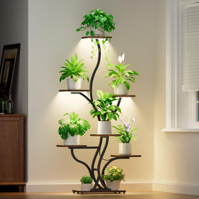 JUSTOGO tall plant shelf accommodates various pot sizes on every level.