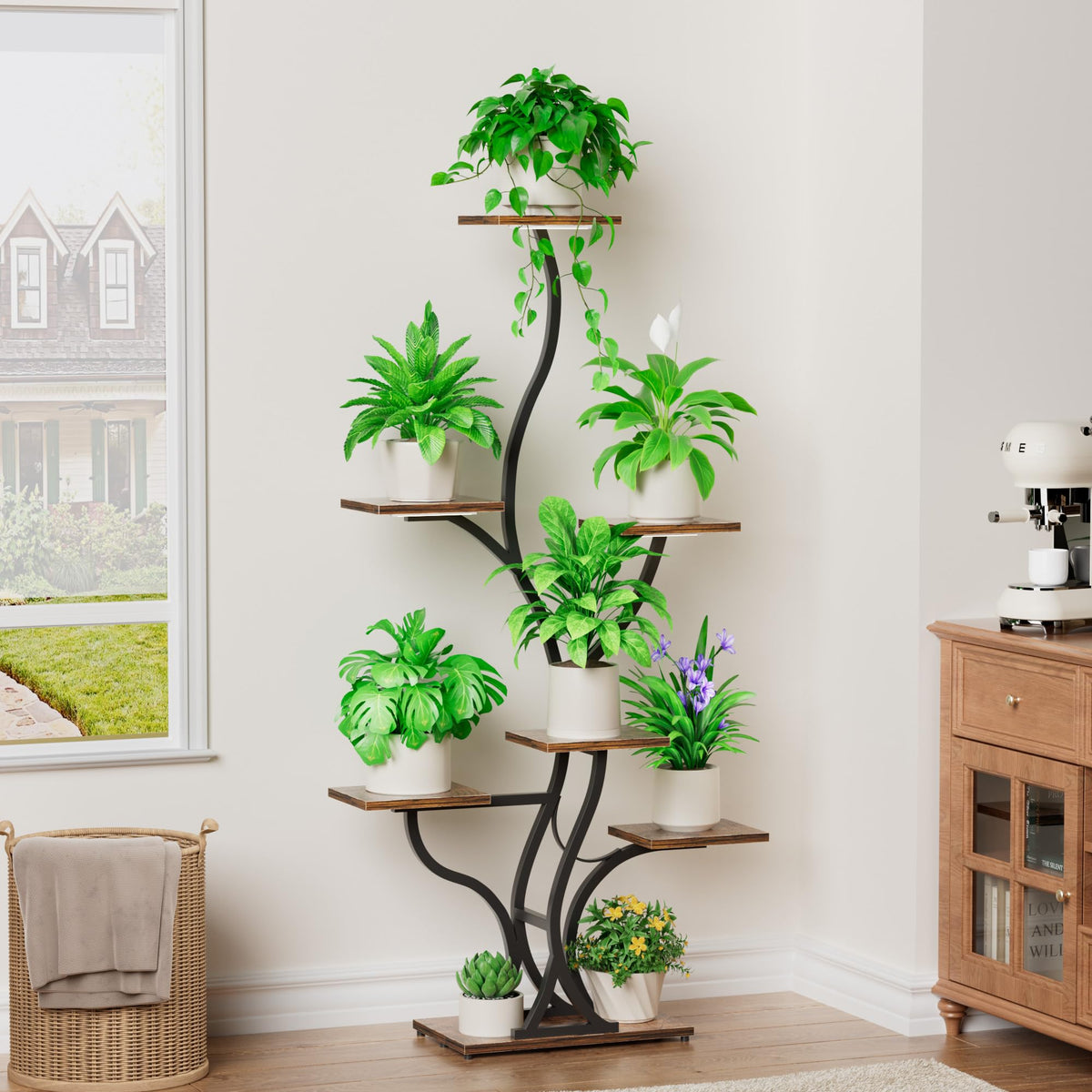 JUSTOGO living room plant display enhances home decor and plant care.