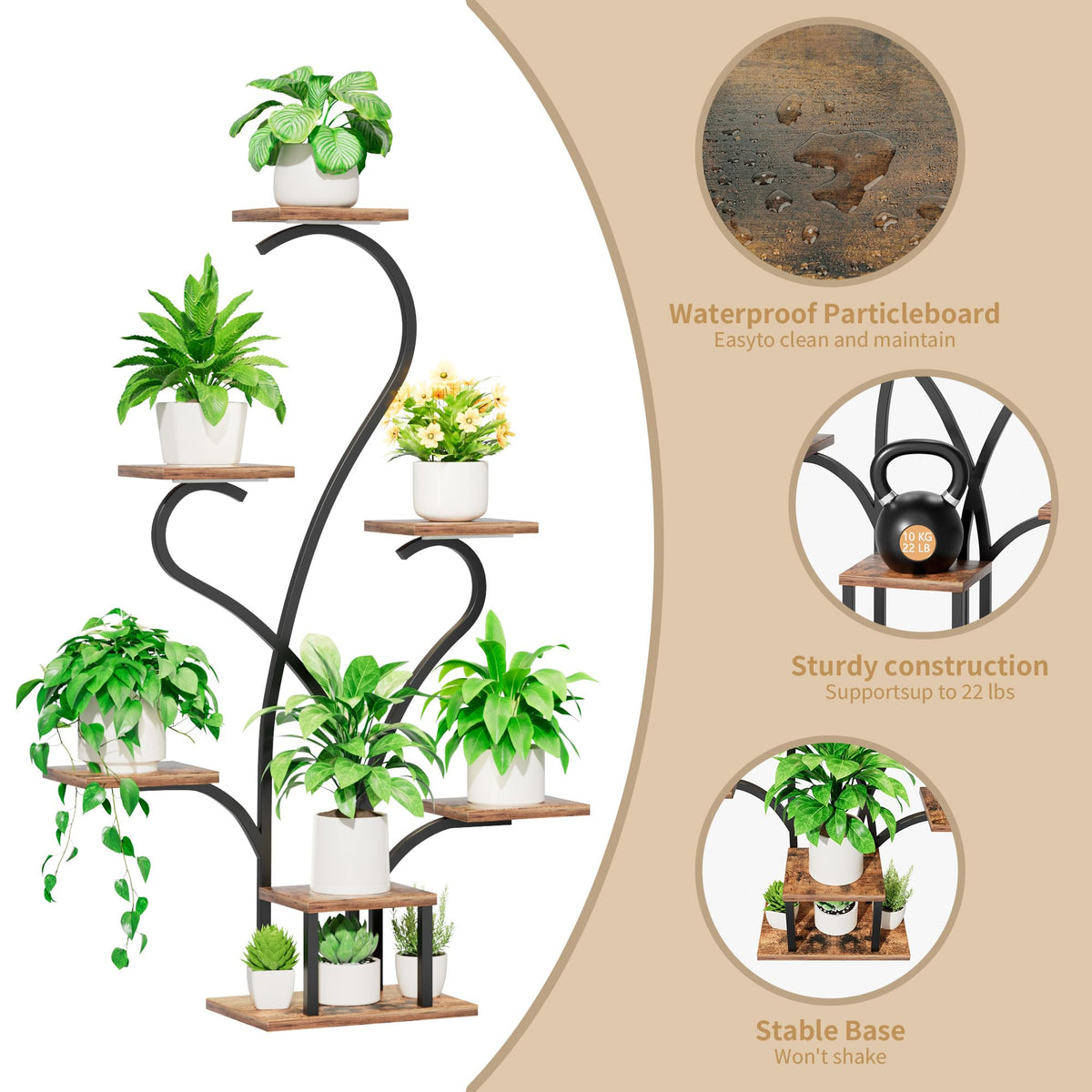 JUSTOGO living room plant stand creates lush focal points in any space