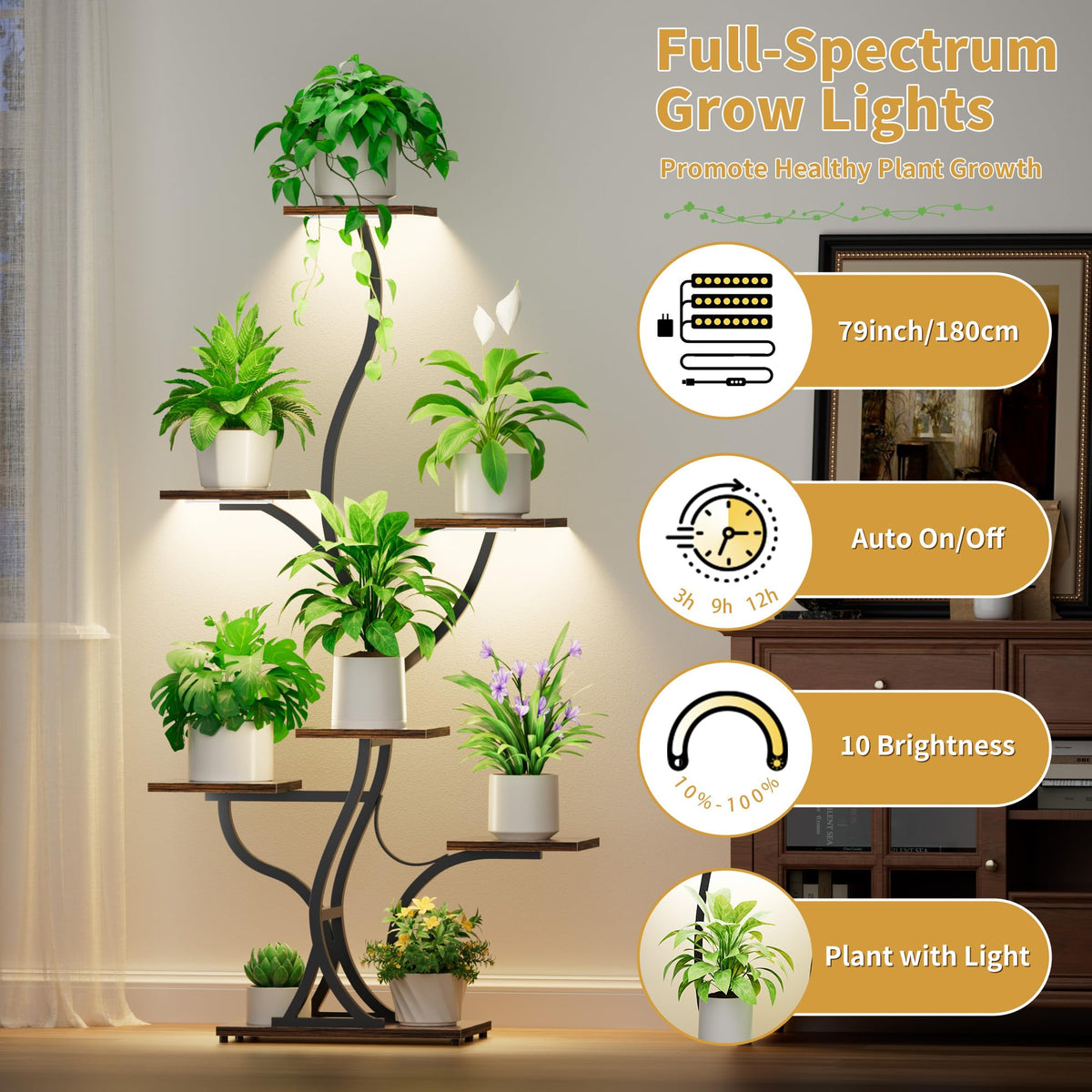 JUSTOGO 7-tier corner shelf saves space while displaying multiple pots.