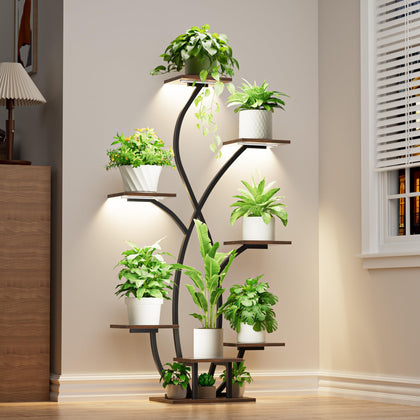 JUSTOGO plant stand 55-inch grow light brightens indoor gardening spaces.