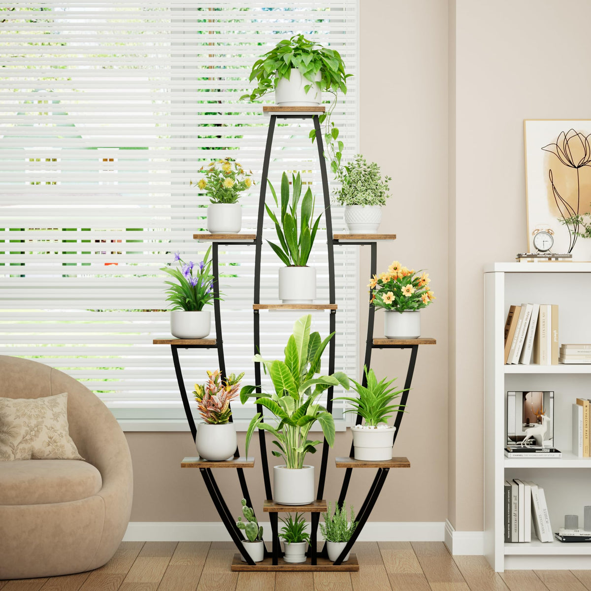 JUSTOGO plant stand setup with included tools and visual guide