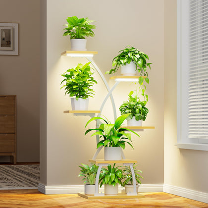 JUSTOGO plant stand with grow lights offers a six-tier display for thriving indoor greens.
