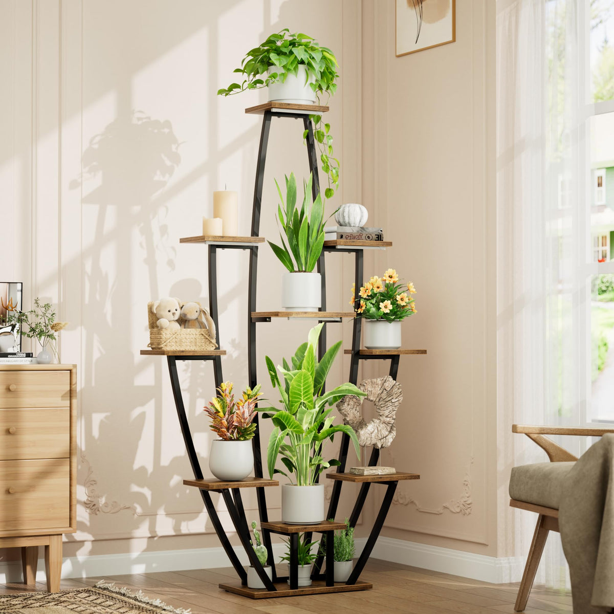 JUSTOGO plant stand rust-resistant baked paint finish easy to clean