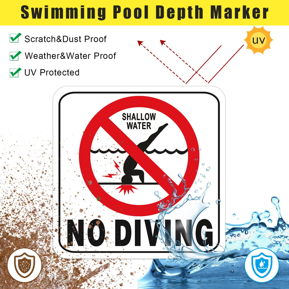 Jutom pool safety marker with adhesive back for easy installation.