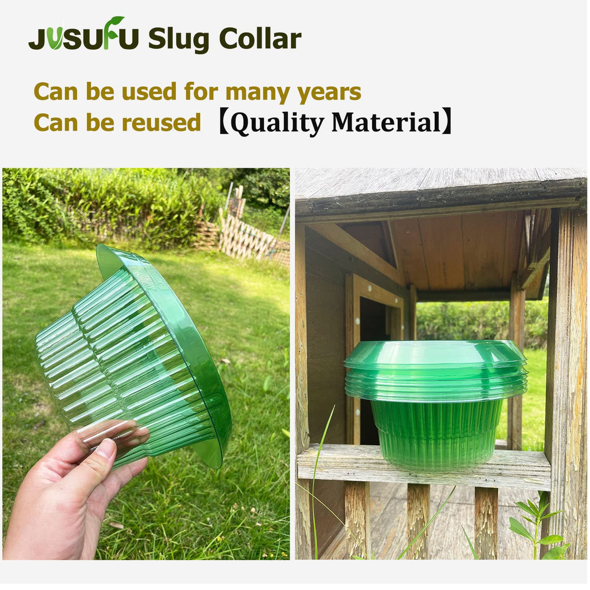 JUSUFU 10-pack includes collars with a 9-inch diameter for multiple plants.
