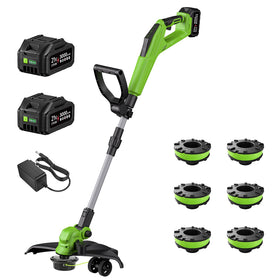JUSWISE weed wacker with 15-inch cutting width for efficient trimming