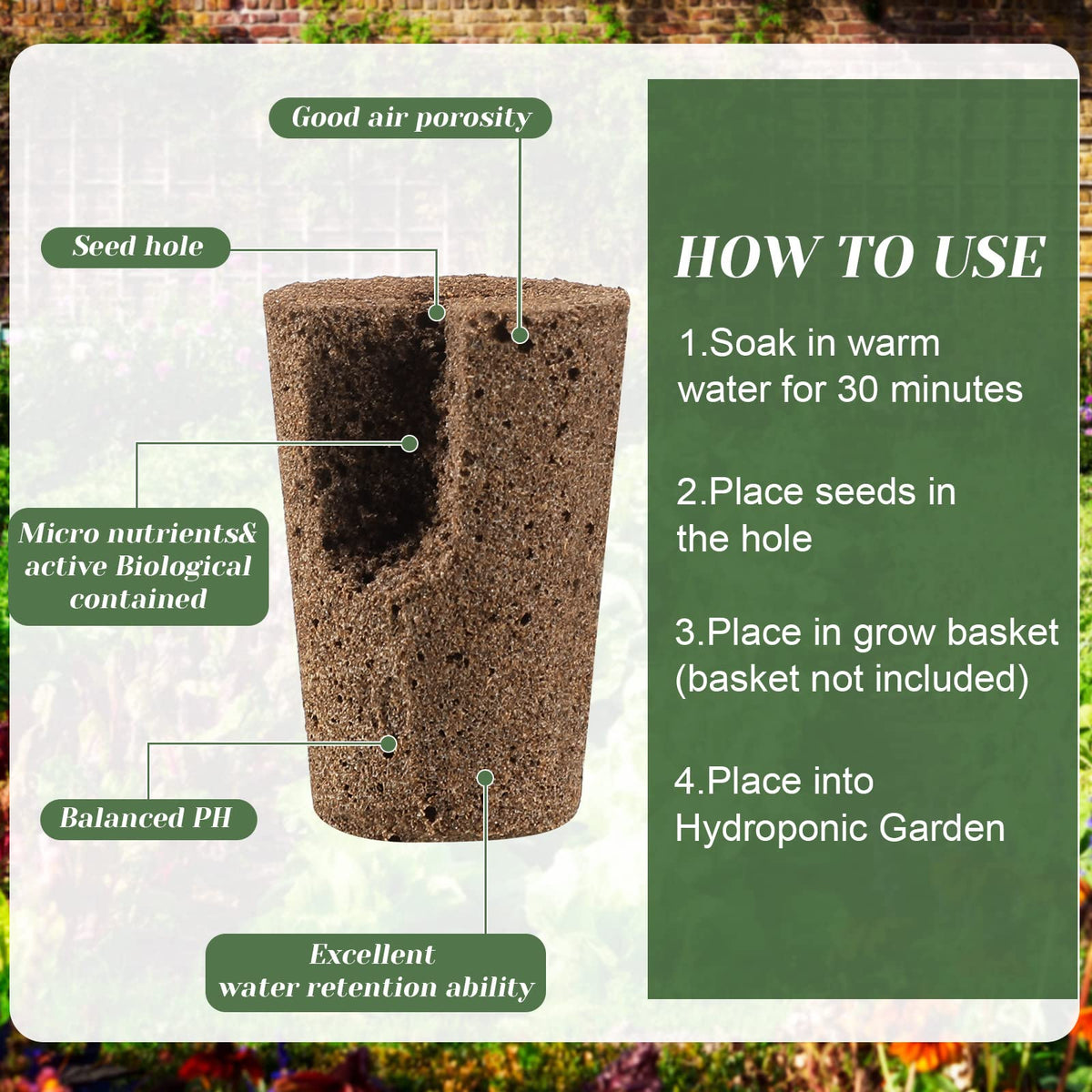 Close-up of Jutom seed grow baskets with sturdy plastic construction