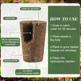Close-up of Jutom seed grow baskets with sturdy plastic construction