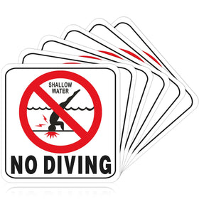 Jutom no-diving sticker 6x6 inch for clear pool safety reminders.