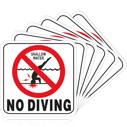 Jutom no-diving sticker 6x6 inch for clear pool safety reminders.