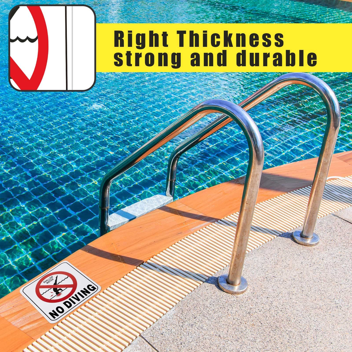 Jutom pool sign designed for above-water line placement.