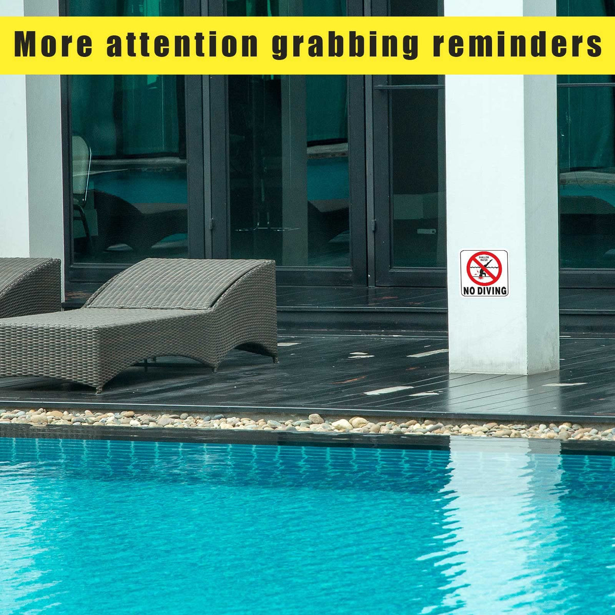Jutom pool warning sticker for deck, fade-resistant and waterproof.