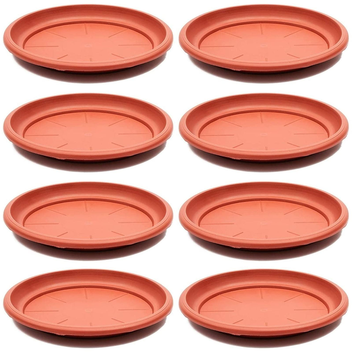 Juvale 12-inch plastic terracotta plant saucer under pot for drainage.