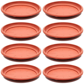 Juvale 12-inch plastic terracotta plant saucer under pot for drainage.