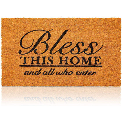 Juvale Bless This Home door mat coir traps dirt at the doorway.