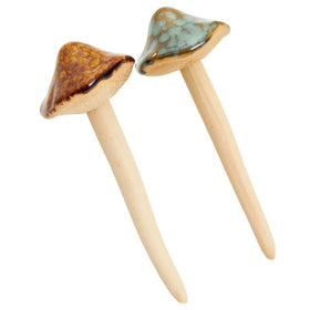 Juvale indoor plant scene enhanced by ceramic mushroom stake for charm