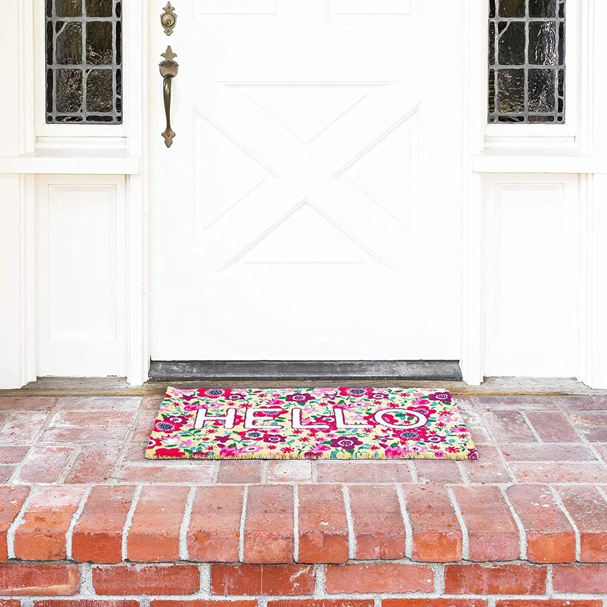 Juvale coir entrance mat with high pile for comfortable, durable entryway use.