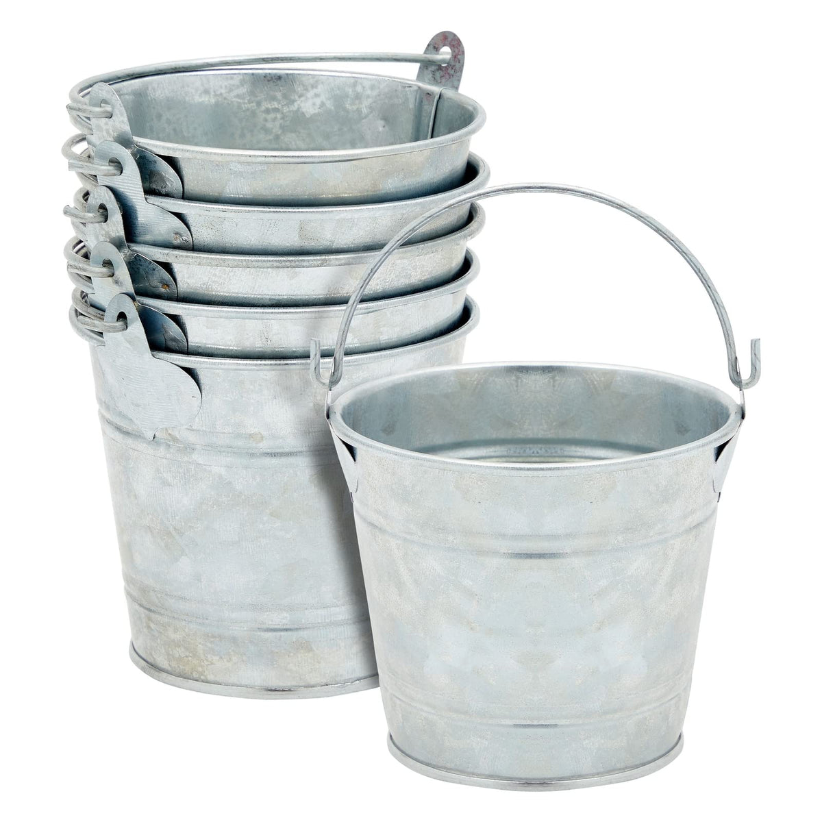 Juvale galvanized tin pails centerpiece setup, ideal for table decor and small treats